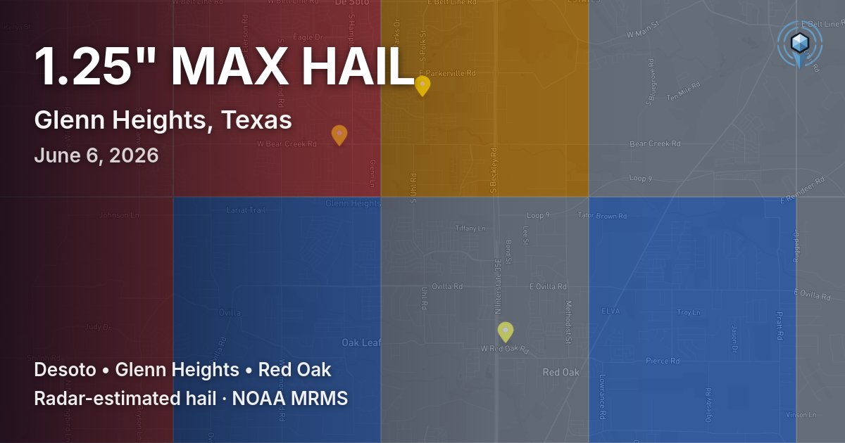 Affected area preview for Glenn Heights, TX