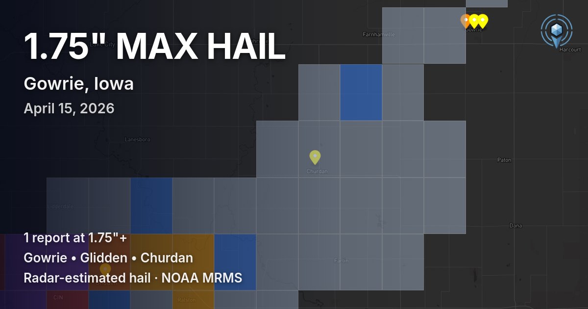 Affected area preview for Gowrie, IA