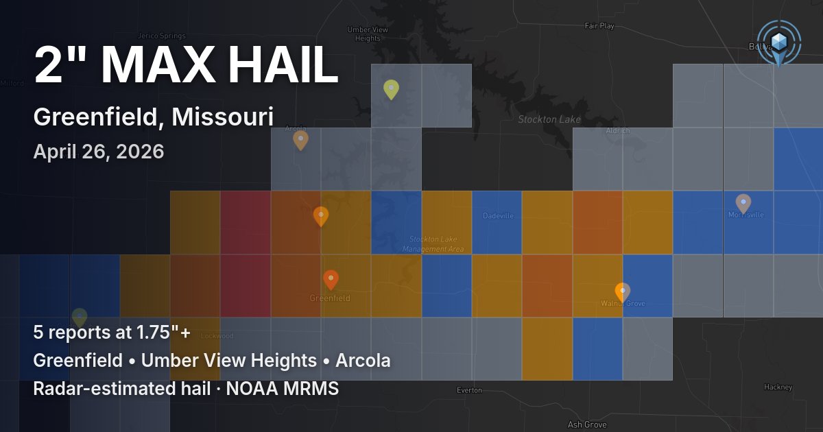 Affected area preview for Greenfield, MO