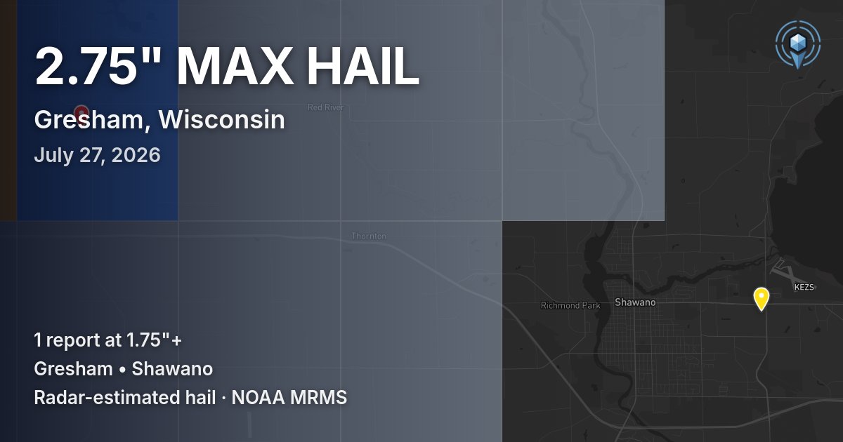 Affected area preview for Gresham, WI