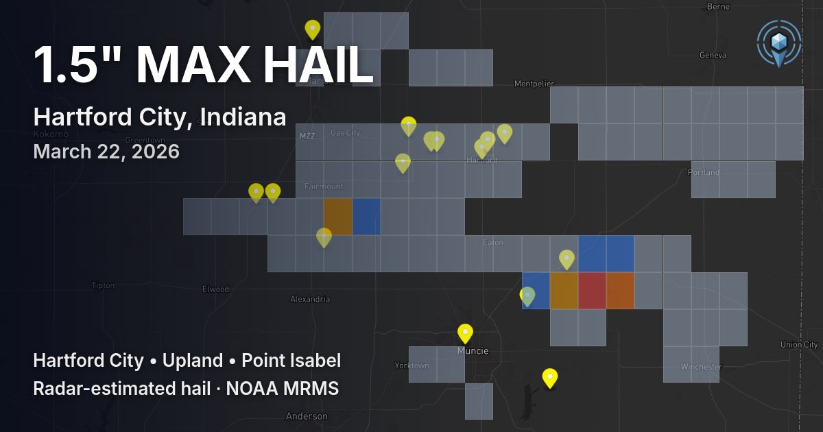 Affected area preview for Hartford City, IN