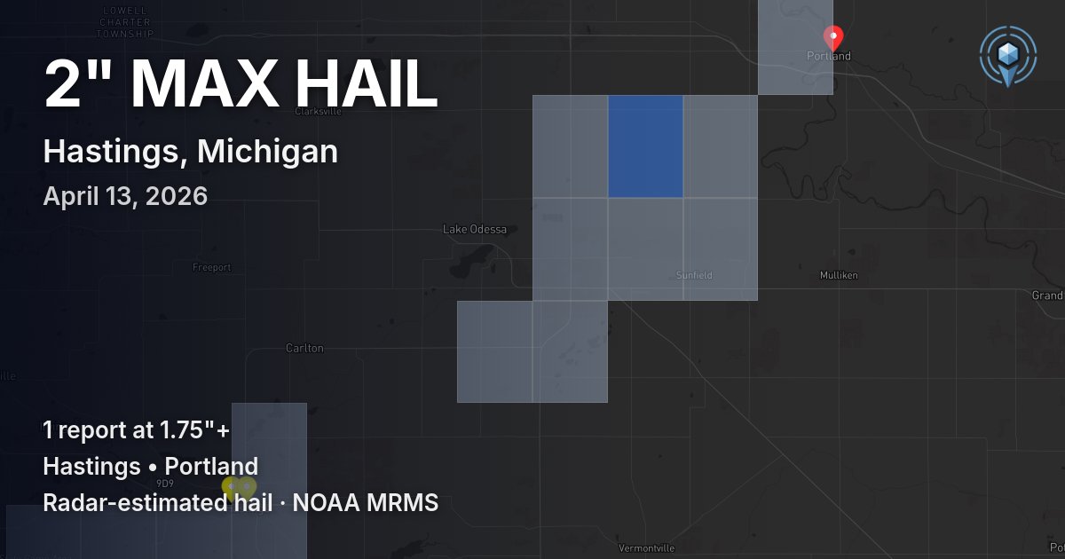 Affected area preview for Hastings, MI