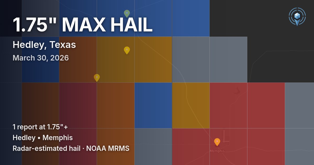 Affected area preview for Hedley, TX