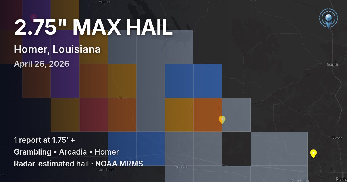 Affected area preview for Homer, LA