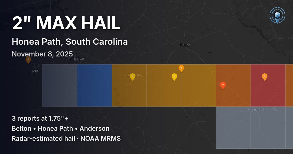 Affected area preview for Honea Path, SC