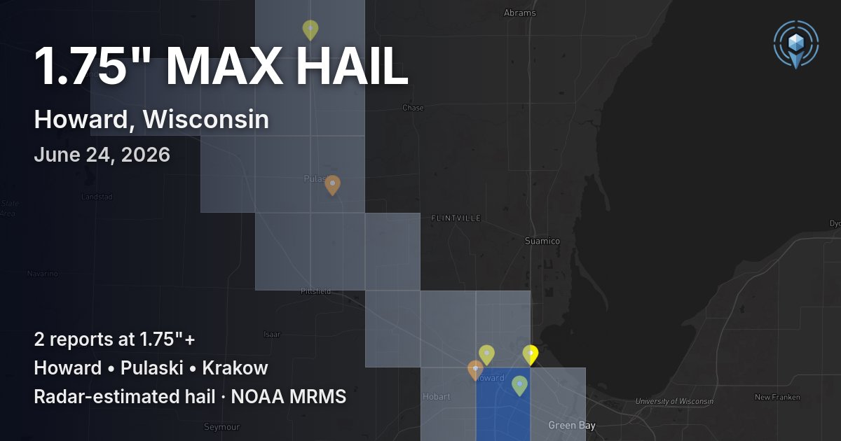 Affected area preview for Howard, WI