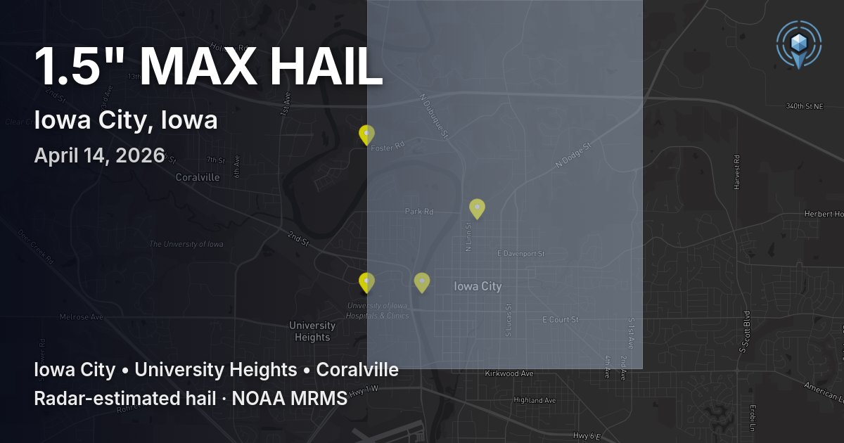 Affected area preview for Iowa City, IA