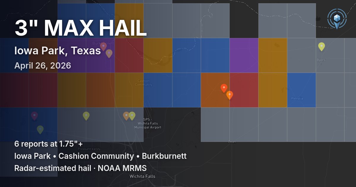 Affected area preview for Iowa Park, TX
