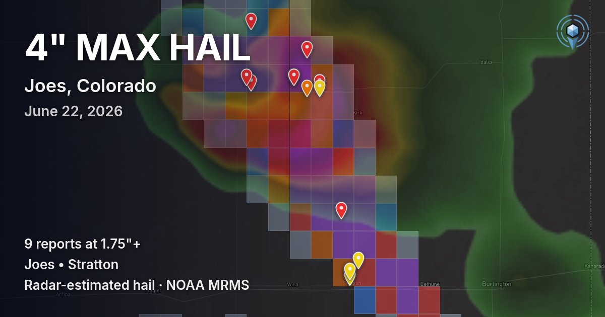 Affected area preview for Joes, CO
