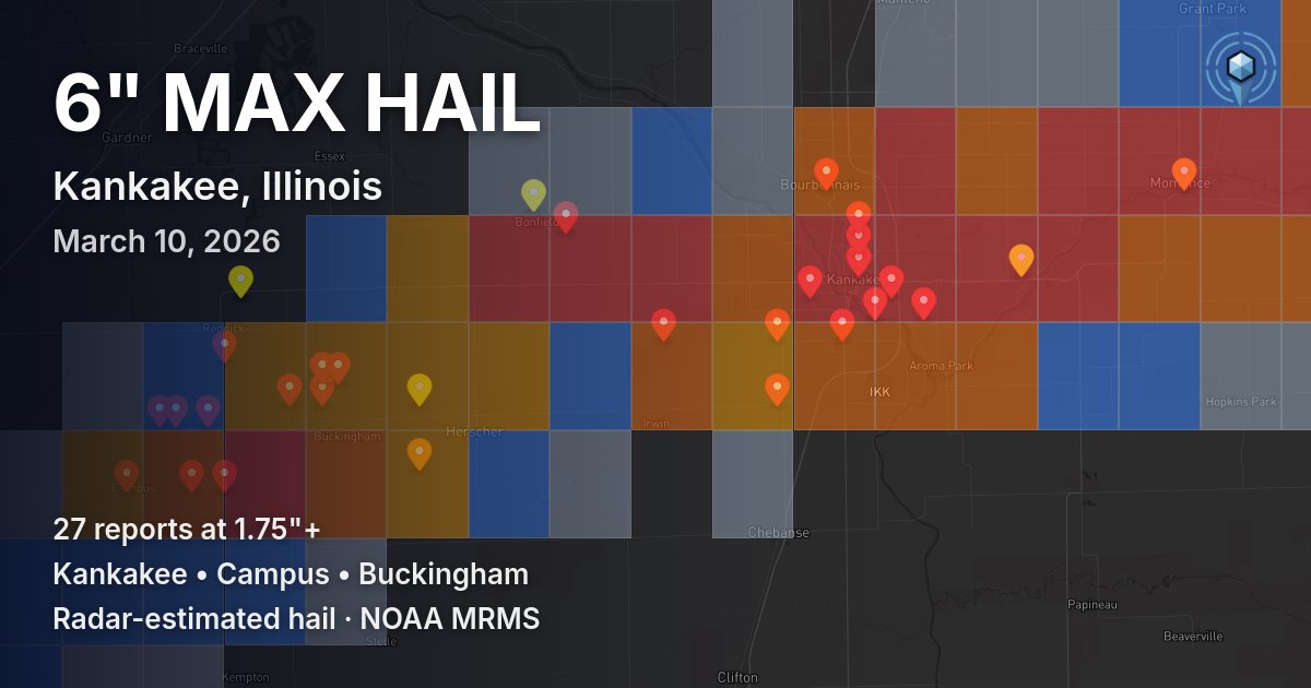 Affected area preview for Kankakee, IL
