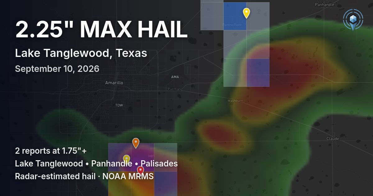 Affected area preview for Lake Tanglewood, TX