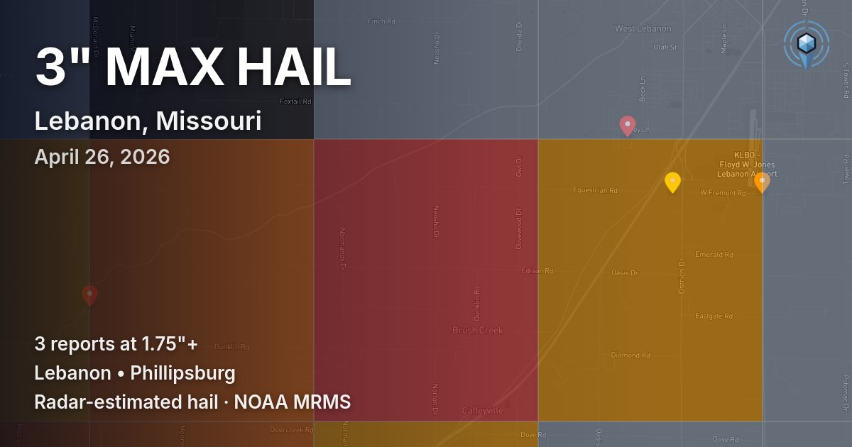 Affected area preview for Lebanon, MO