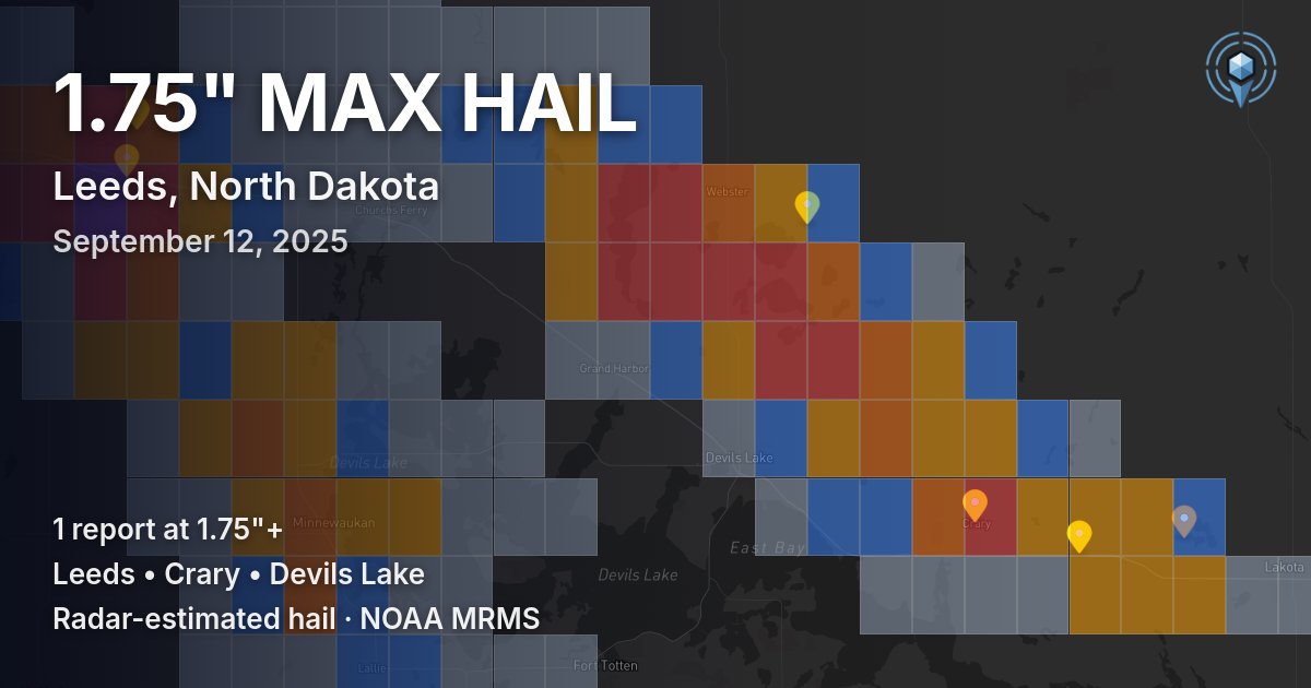 Affected area preview for Leeds, ND