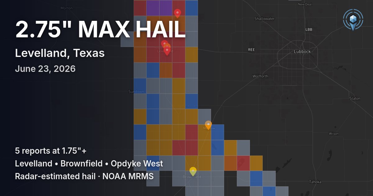 Affected area preview for Levelland, TX