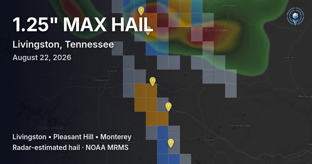Affected area preview for Livingston, TN