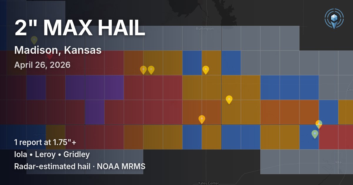 Affected area preview for Madison, KS