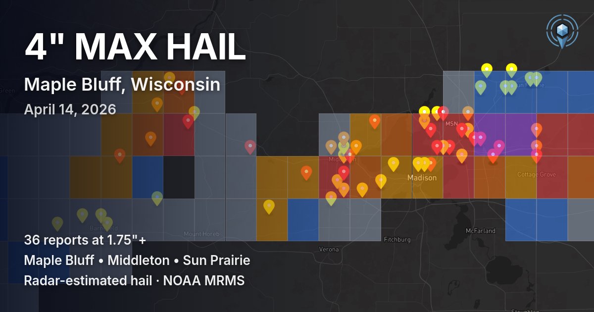 Affected area preview for Maple Bluff, WI