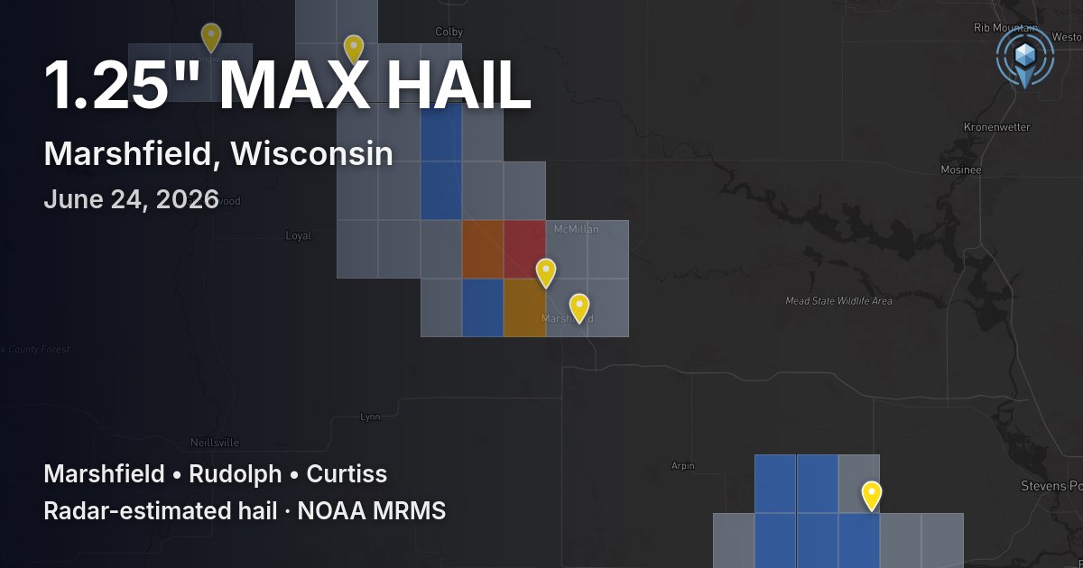 Affected area preview for Marshfield, WI