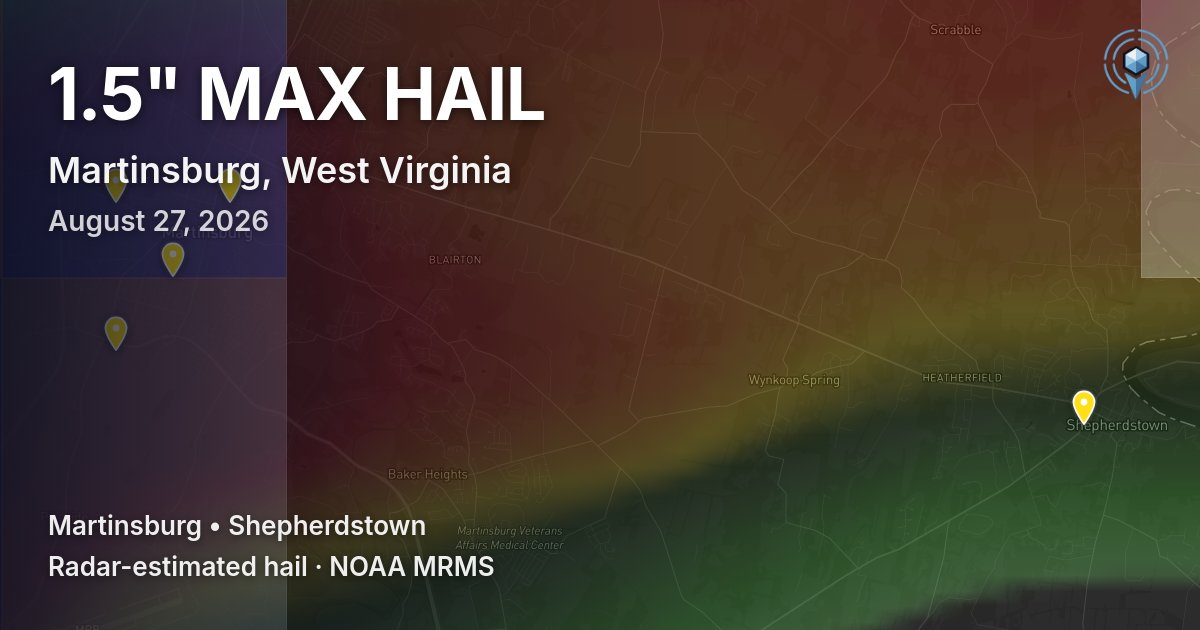 Affected area preview for Martinsburg, WV
