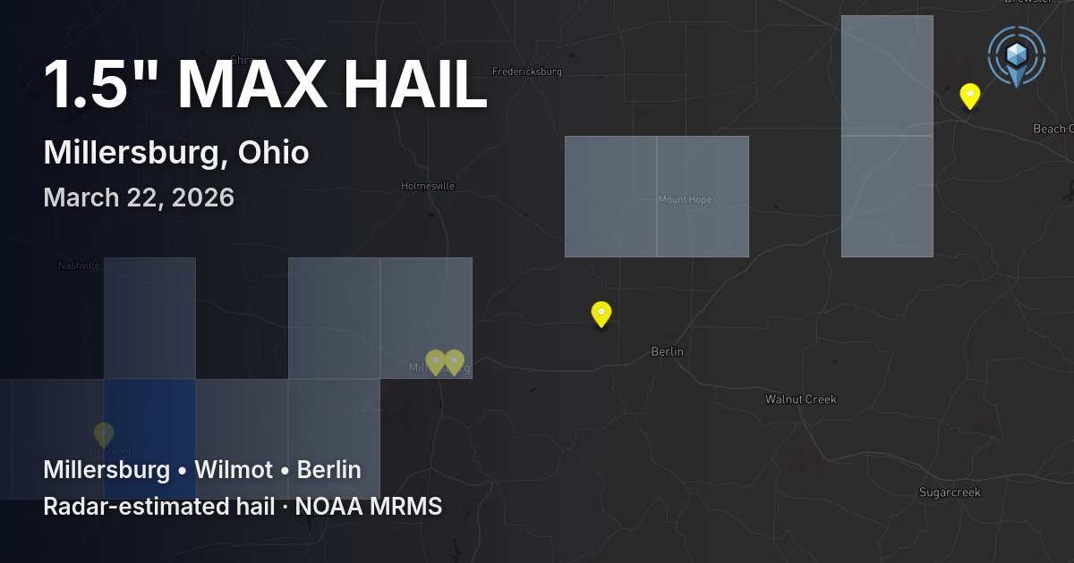 Affected area preview for Millersburg, OH