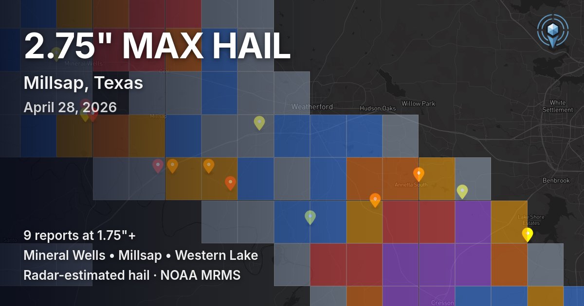 Affected area preview for Millsap, TX
