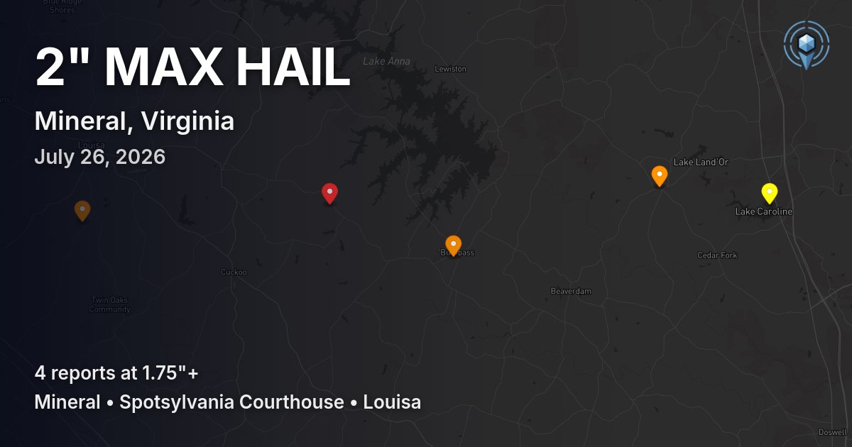 Affected area preview for Mineral, VA