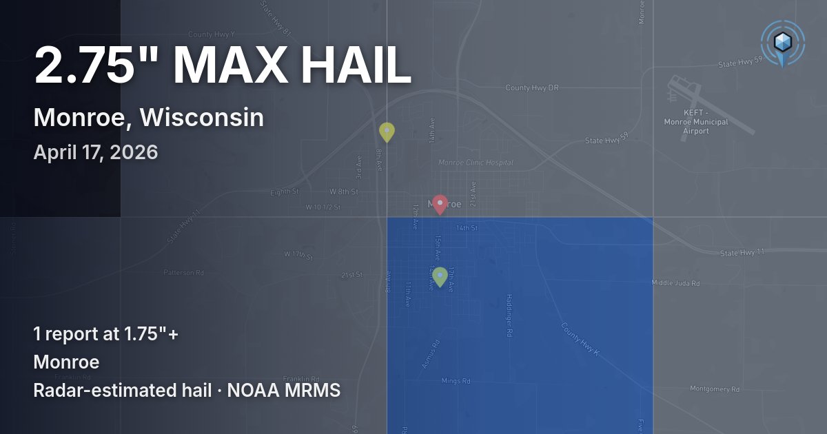 Affected area preview for Monroe, WI