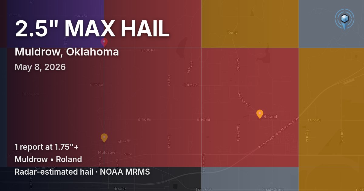 Affected area preview for Muldrow, OK