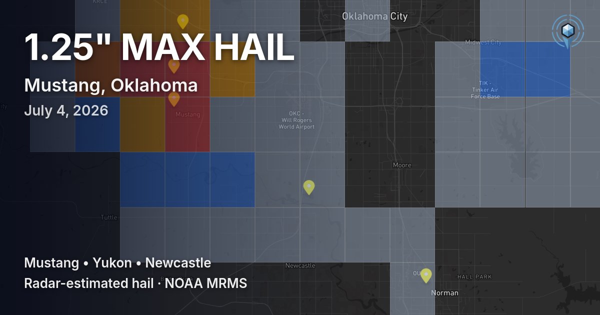 Affected area preview for Mustang, OK