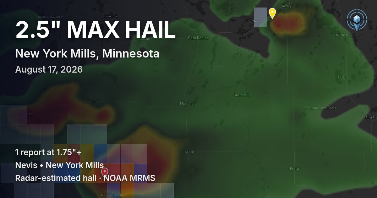 Affected area preview for New York Mills, MN