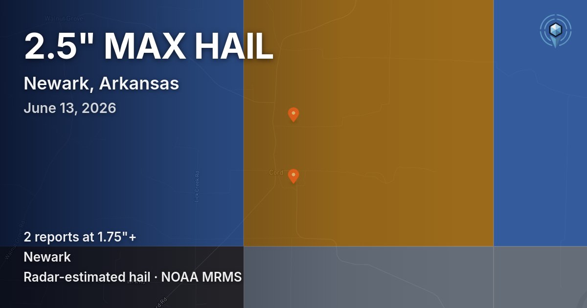 Affected area preview for Newark, AR