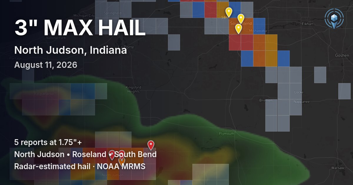 Affected area preview for North Judson, IN
