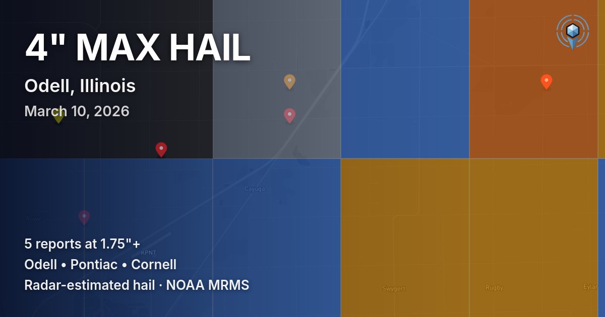 Affected area preview for Odell, IL