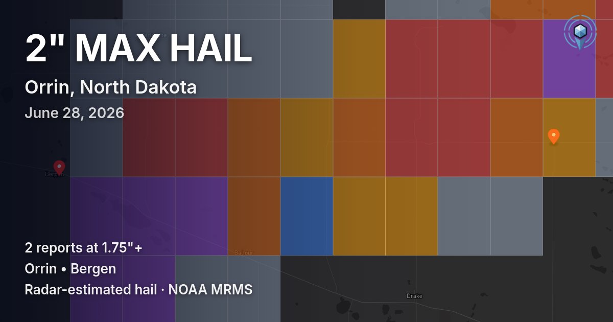 Affected area preview for Orrin, ND