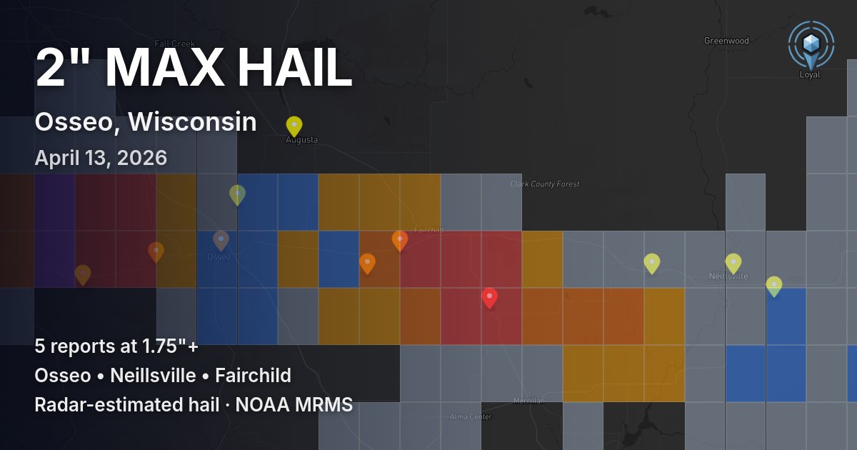 Affected area preview for Osseo, WI