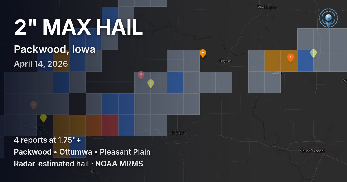 Affected area preview for Packwood, IA