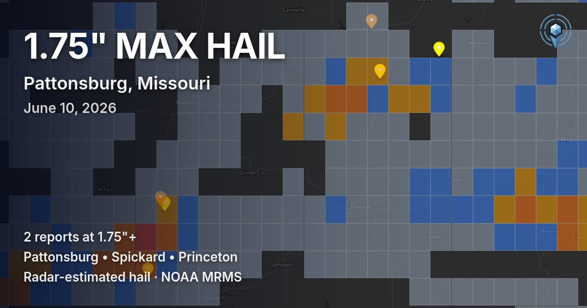 Affected area preview for Pattonsburg, MO