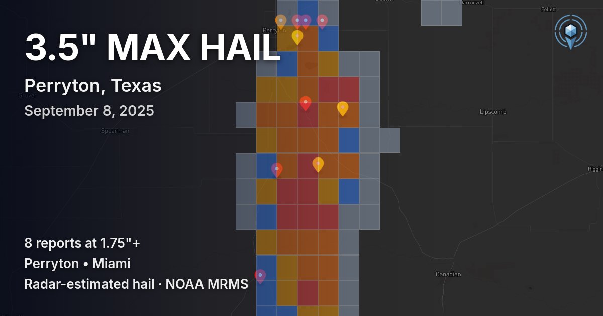 Affected area preview for Perryton, TX