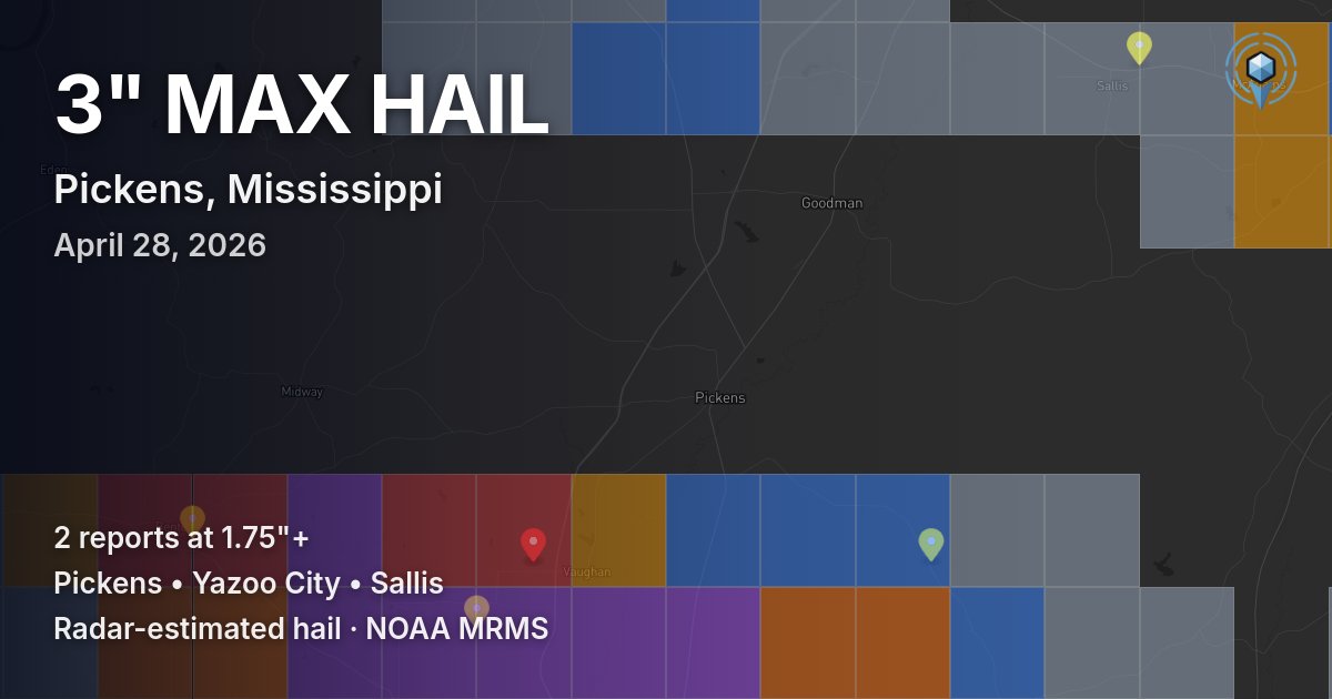 Affected area preview for Pickens, MS