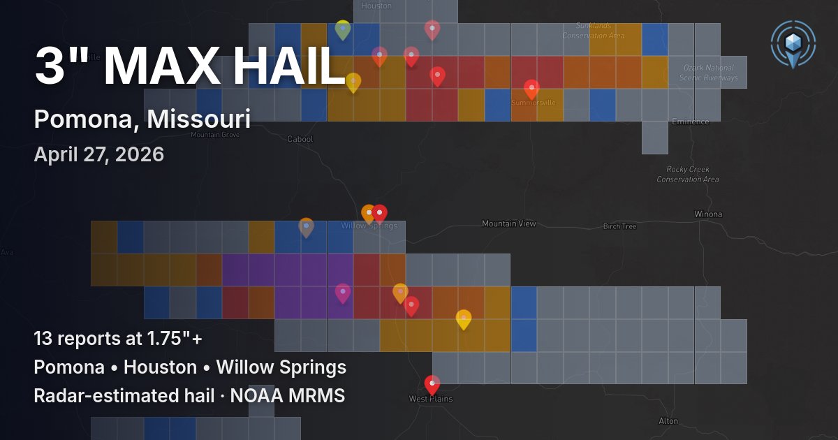 Affected area preview for Pomona, MO