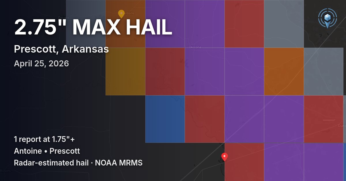 Affected area preview for Prescott, AR