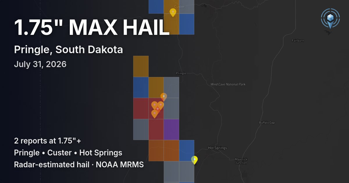 Affected area preview for Pringle, SD