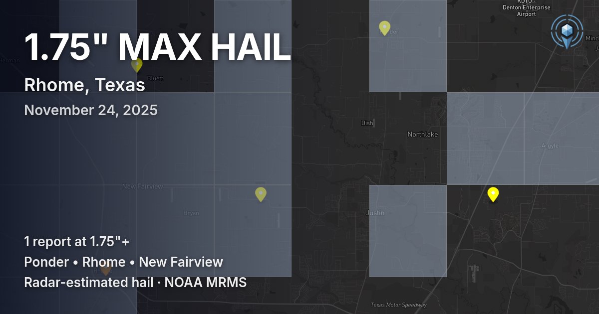 Affected area preview for Rhome, TX