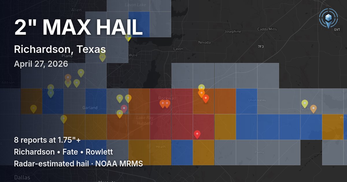 Affected area preview for Richardson, TX