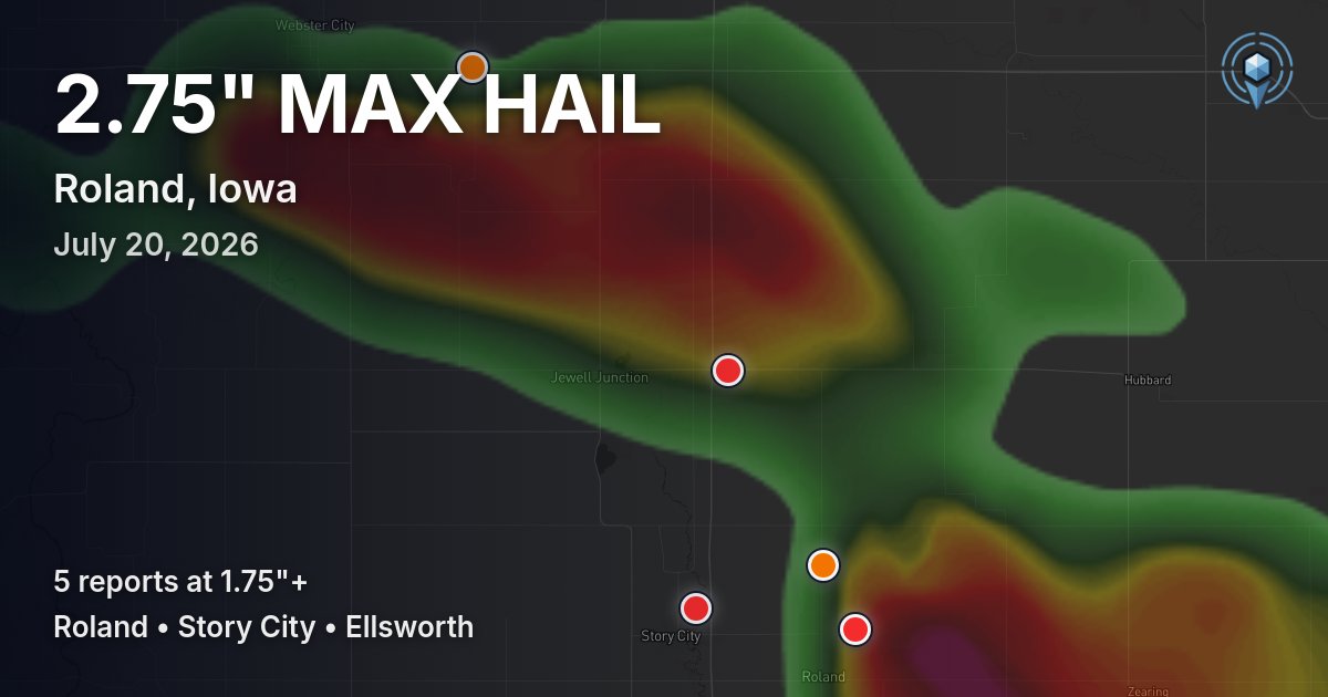 Affected area preview for Roland, IA
