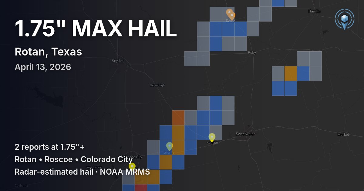 Affected area preview for Rotan, TX