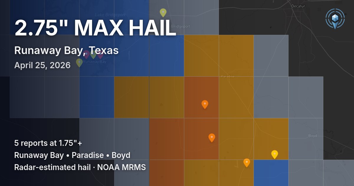 Affected area preview for Runaway Bay, TX