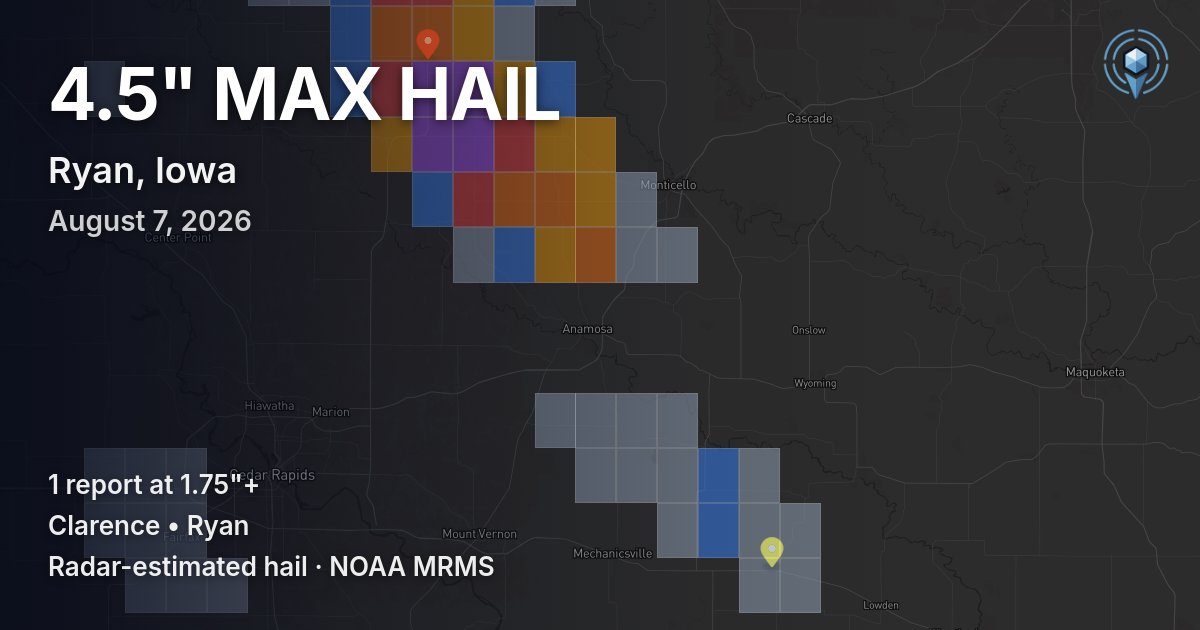 Affected area preview for Ryan, IA