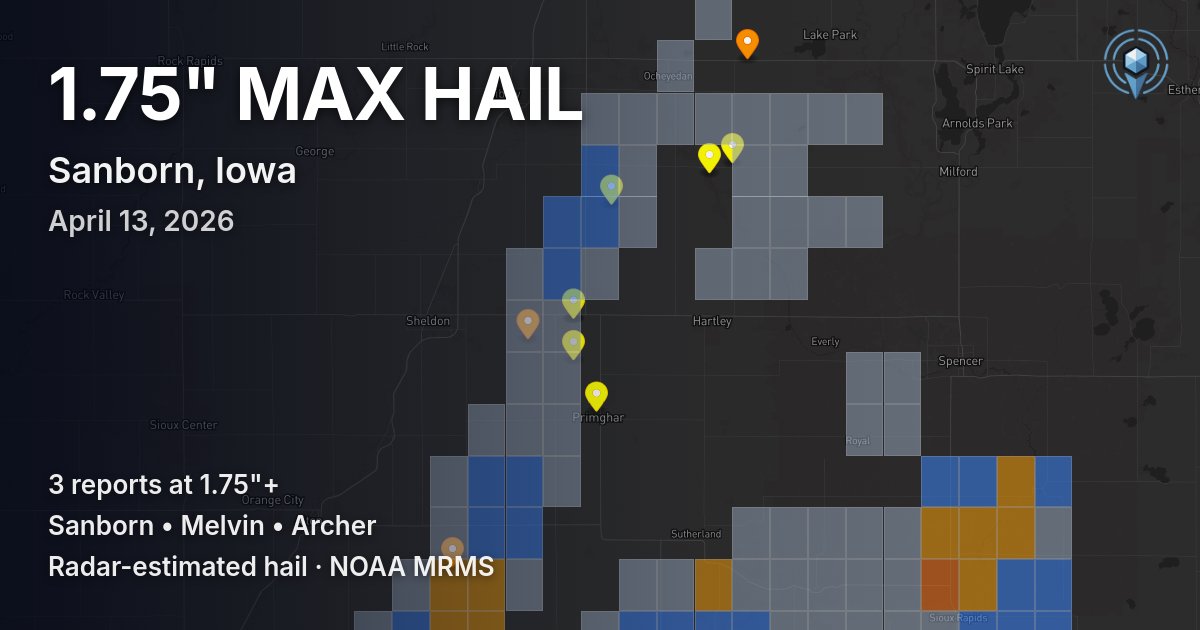Affected area preview for Sanborn, IA
