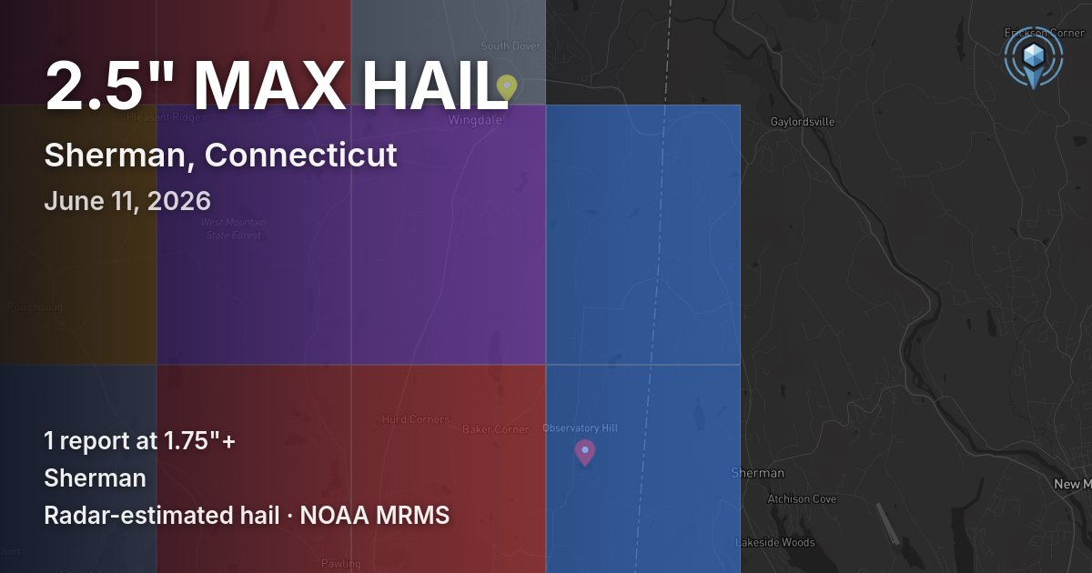 Affected area preview for Sherman, CT